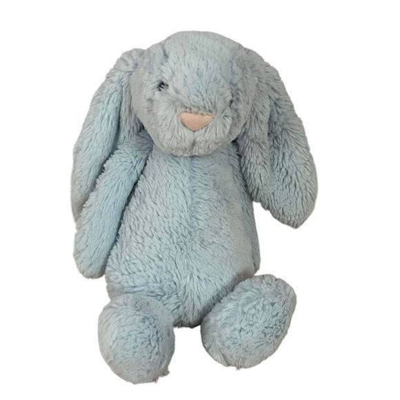 SOLD Little Jellycat London Bashful Blue Bunny Rabbit with Rattle Chime Baby - Picture 1 of 5
